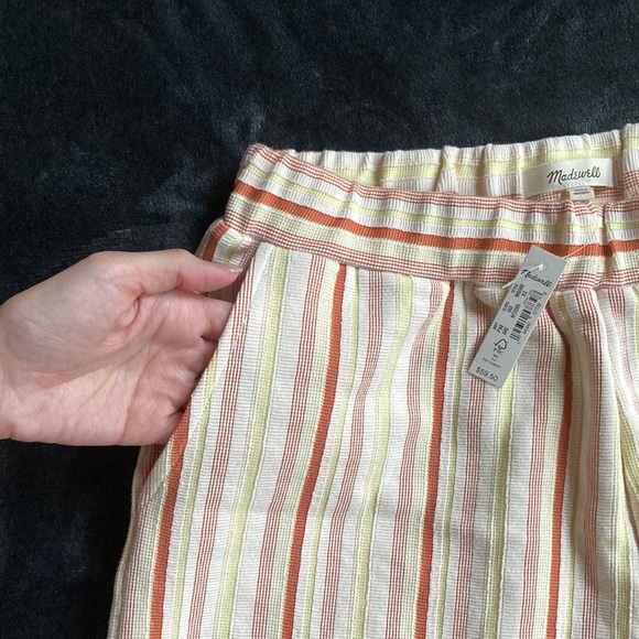 NWT MADEWELL Highwaist Textural Knit High-Rise Pleated Shorts in Stripe - Picture 3 of 7